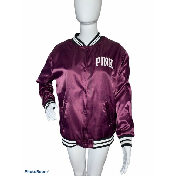 Victoria's Secret Pink Women S Satin Bomber Jacket - Picture 3 of 8